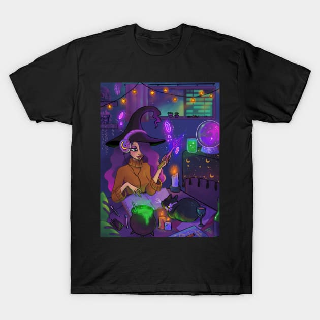 Chill Beats to Study Spells To T-Shirt by mooneyesart